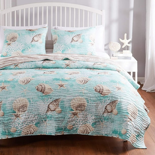 Blu Harbor 3pc Cotton Sheet Set Ocean Sea Life Pattern Shells Scallops Starfish Coral in Shades of Blue on White Oceania Twin Blu Harbor 3pc Cotton Sheet Set Ocean Sea Life Pattern Shells Scallops Starfish Coral in Shades of Blue on White Oceania Twin